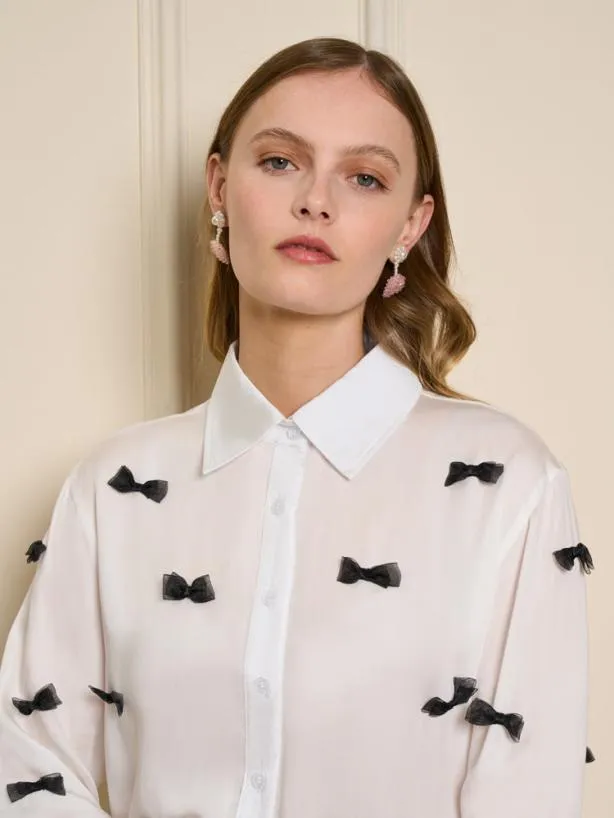 Sister Jane Tops Womenswear Dauphine Bow Shirt Pearl White