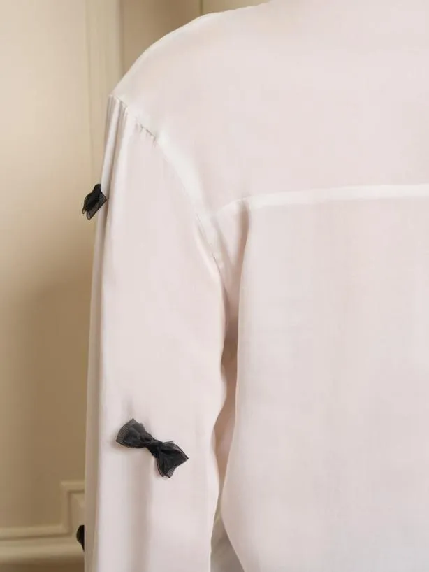 Sister Jane Tops Womenswear Dauphine Bow Shirt Pearl White