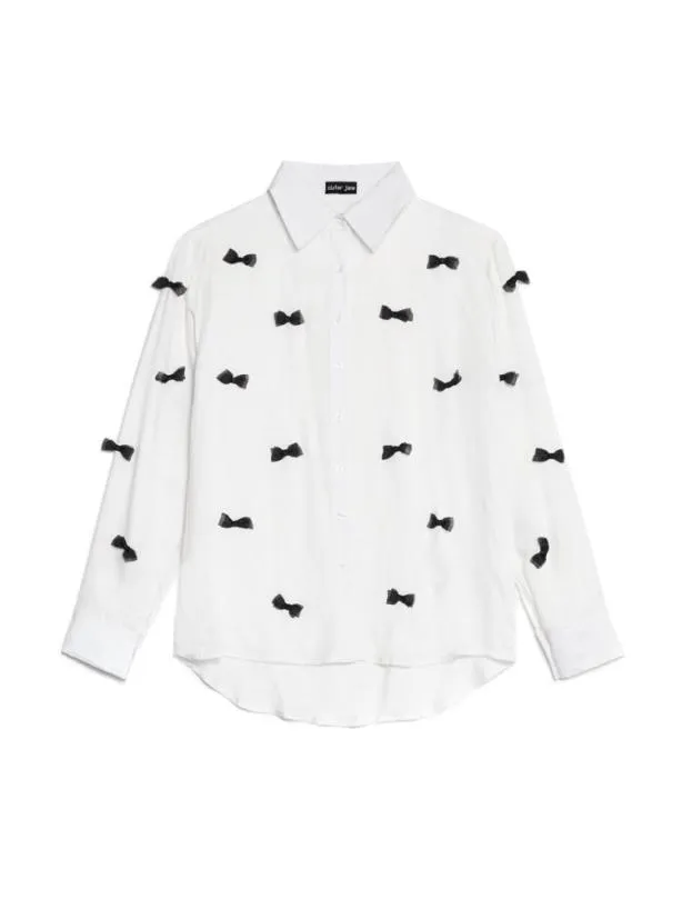 Sister Jane Tops Womenswear Dauphine Bow Shirt Pearl White
