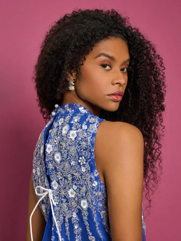 Sister Jane Tops Womenswear DREAM Flow Sequin Top Indigo Blue