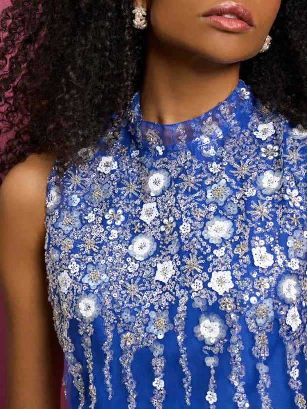 Sister Jane Tops Womenswear DREAM Flow Sequin Top Indigo Blue