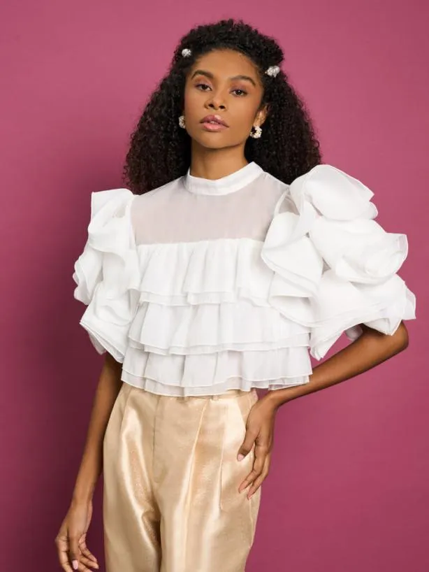 Sister Jane Tops Womenswear DREAM Mariah Ruffle Top Ivory Cream