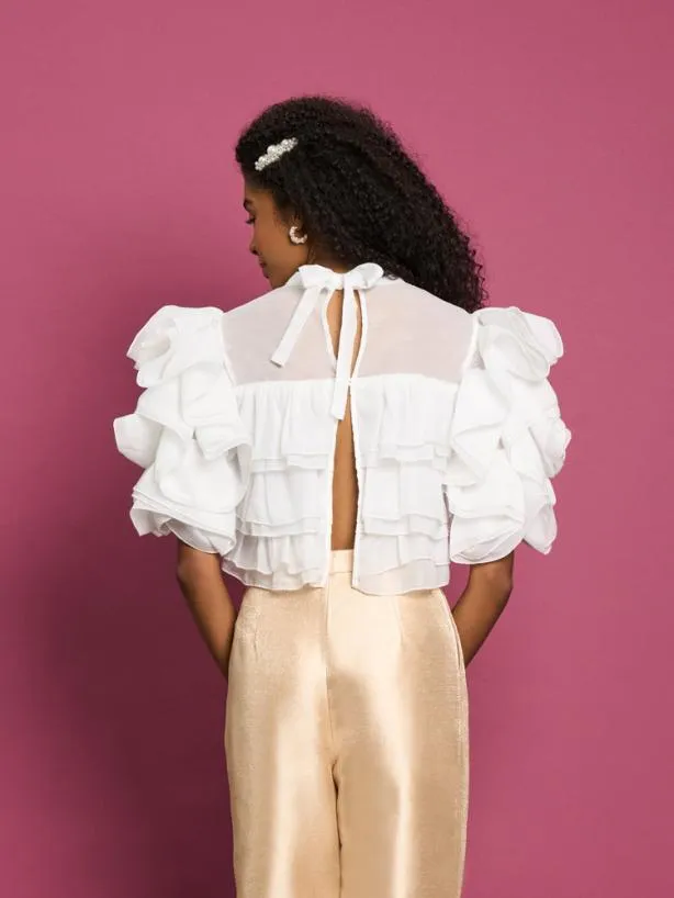 Sister Jane Tops Womenswear DREAM Mariah Ruffle Top Ivory Cream