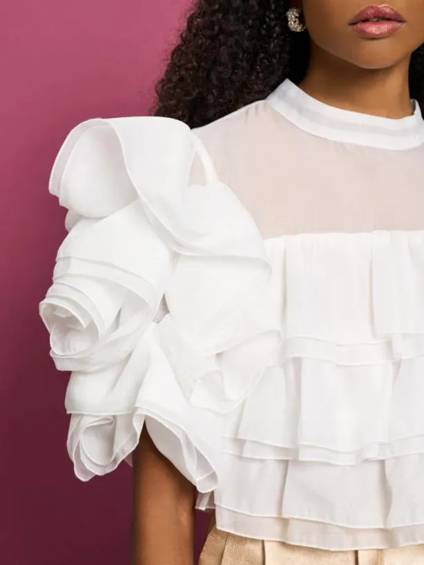 Sister Jane Tops Womenswear DREAM Mariah Ruffle Top Ivory Cream