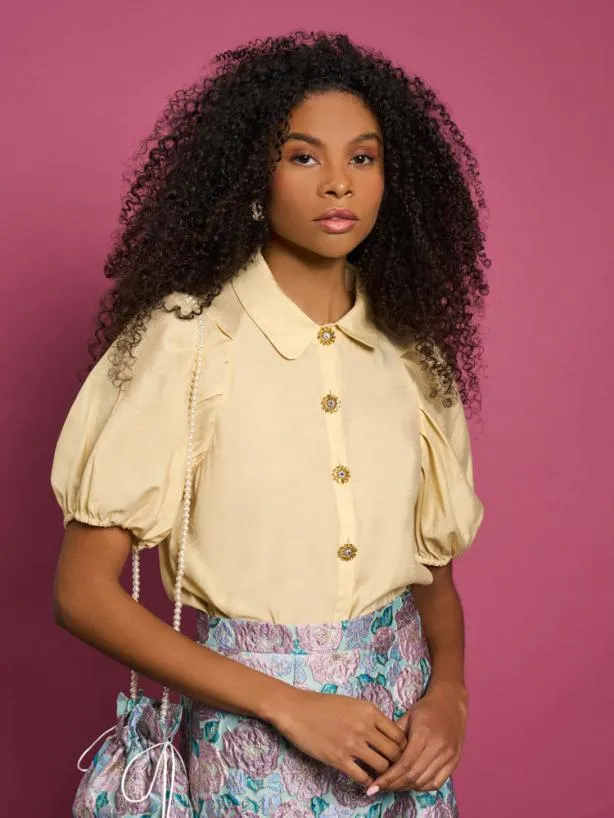 Sister Jane Tops Womenswear DREAM Sand Story Embellished Shirt Pastel Yellow