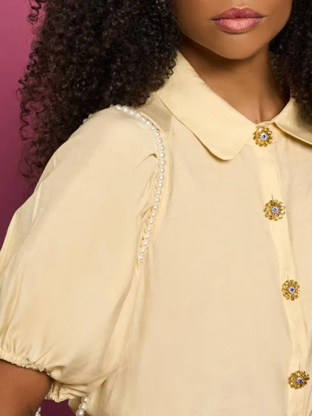 Sister Jane Tops Womenswear DREAM Sand Story Embellished Shirt Pastel Yellow