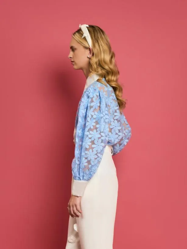 Sister Jane Tops Womenswear DREAM Sky Lily Embroidered Blouse Placid Blue