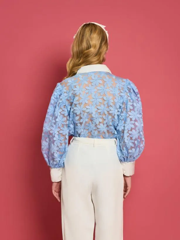 Sister Jane Tops Womenswear DREAM Sky Lily Embroidered Blouse Placid Blue