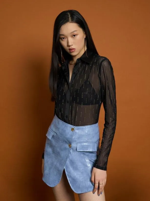 Sister Jane Tops Womenswear Ghospell Bodhi Mesh Shirt Black Ink