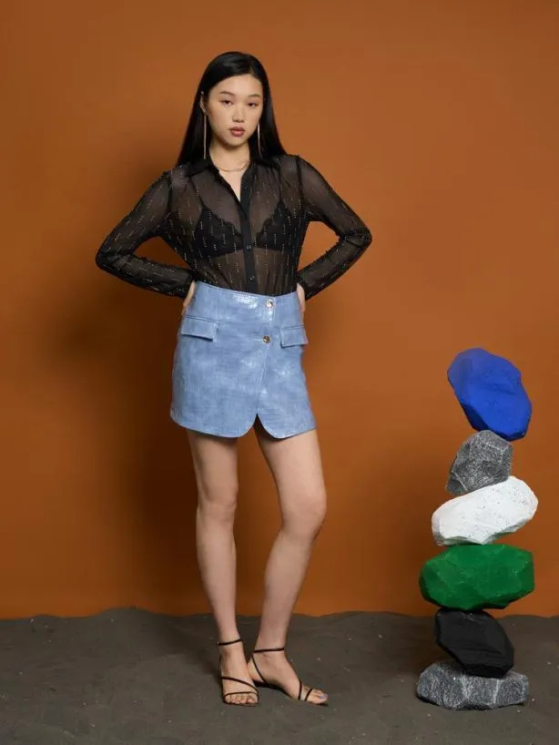 Sister Jane Tops Womenswear Ghospell Bodhi Mesh Shirt Black Ink