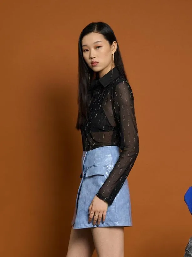 Sister Jane Tops Womenswear Ghospell Bodhi Mesh Shirt Black Ink