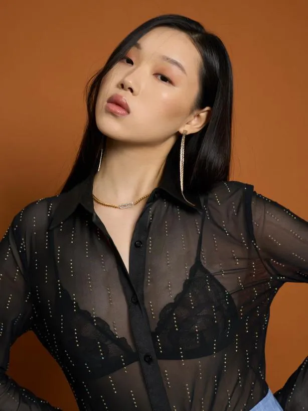 Sister Jane Tops Womenswear Ghospell Bodhi Mesh Shirt Black Ink