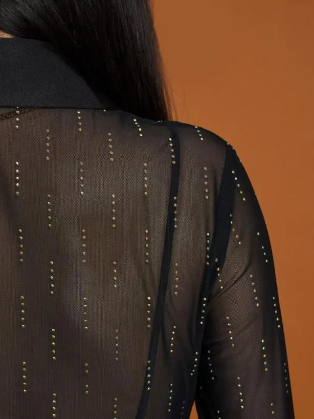 Sister Jane Tops Womenswear Ghospell Bodhi Mesh Shirt Black Ink