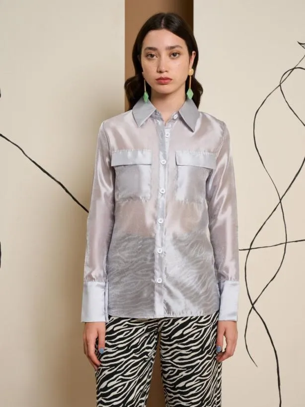 Sister Jane Tops Womenswear Ghospell Regan Sheer Shirt Silver
