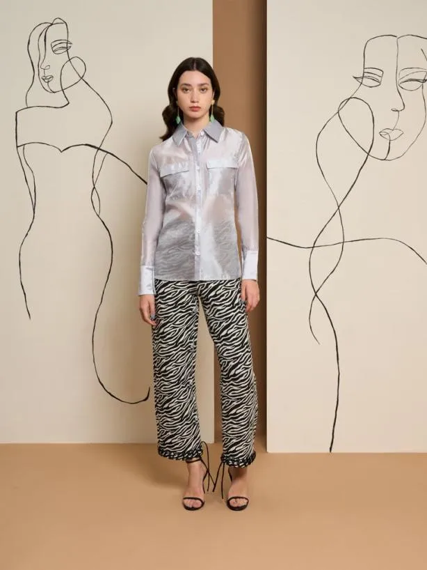 Sister Jane Tops Womenswear Ghospell Regan Sheer Shirt Silver