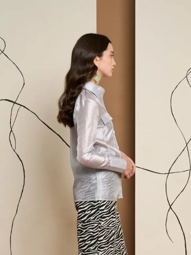 Sister Jane Tops Womenswear Ghospell Regan Sheer Shirt Silver
