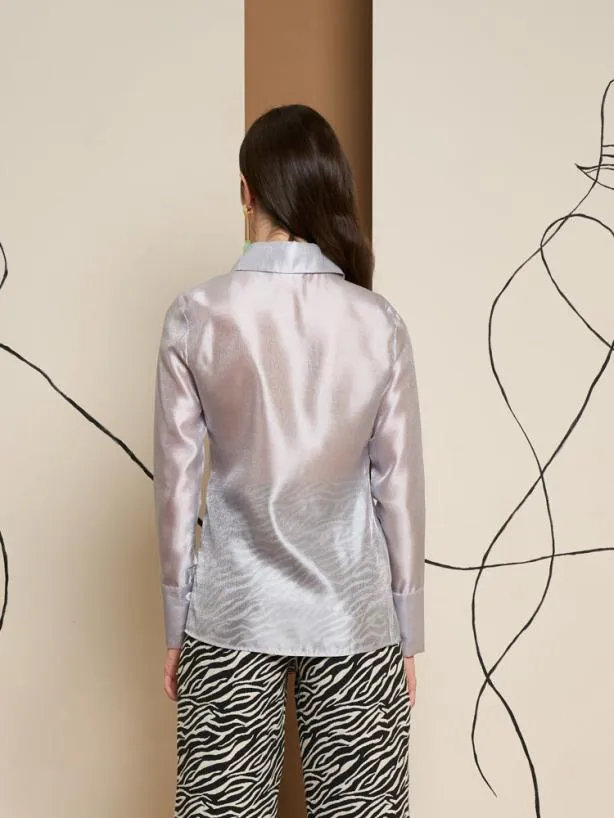 Sister Jane Tops Womenswear Ghospell Regan Sheer Shirt Silver