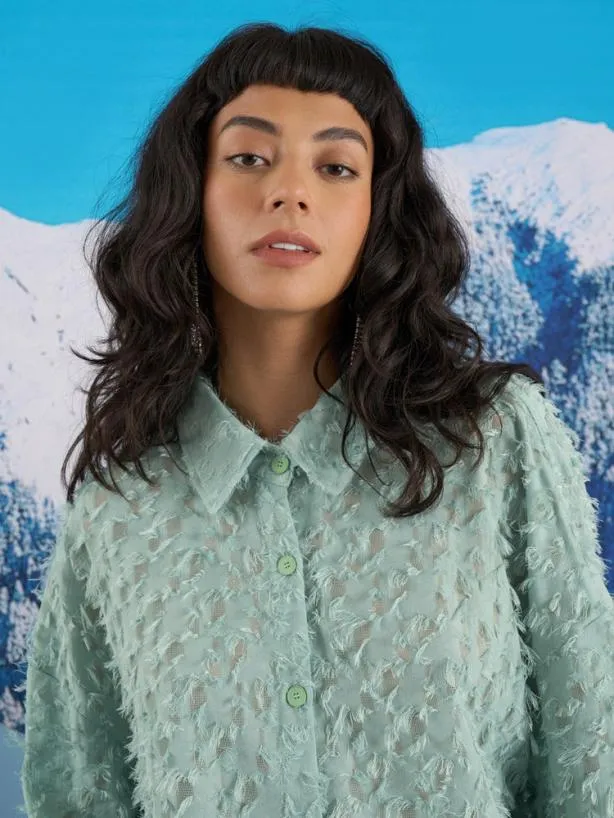 Sister Jane Tops Womenswear Ghospell Sonya Fray Shirt Sea Green