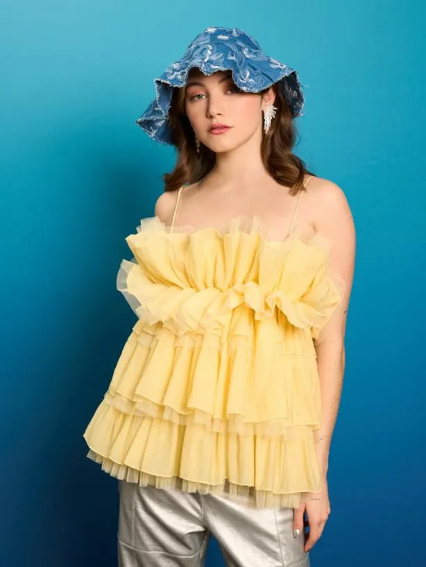 Sister Jane Tops Womenswear Koi Ruffle Cami Top Pale Yellow