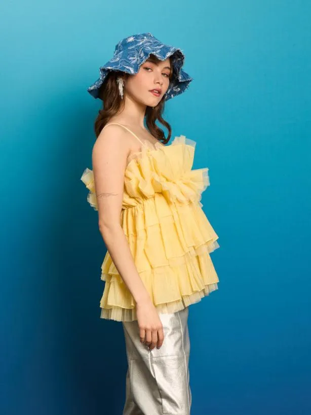 Sister Jane Tops Womenswear Koi Ruffle Cami Top Pale Yellow