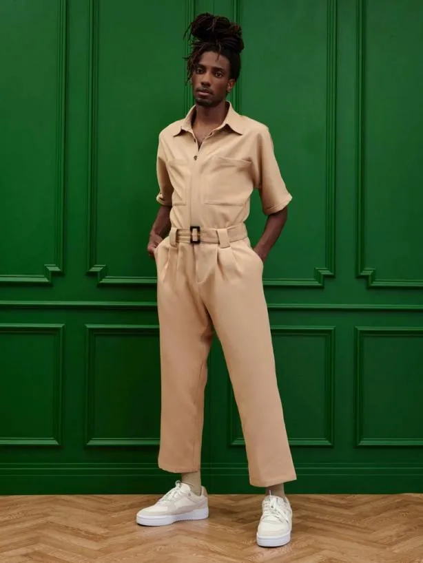 Sister Jane Trousers Menswear Bertie Crepe Boiler Suit Earthy