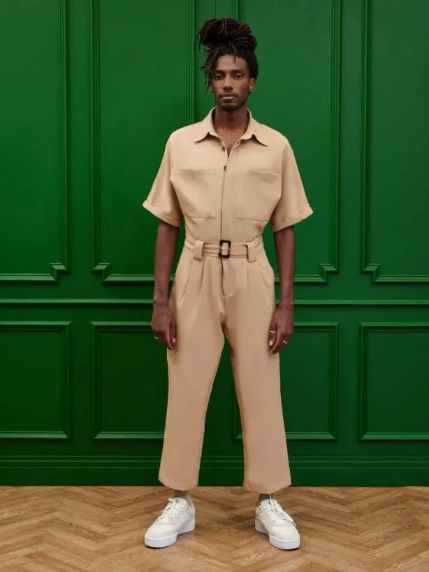 Sister Jane Trousers Menswear Bertie Crepe Boiler Suit Earthy