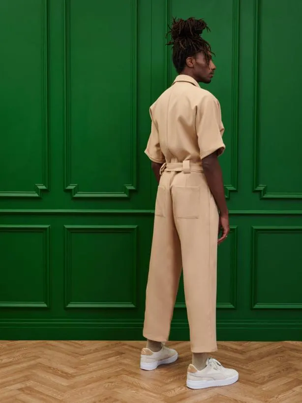 Sister Jane Trousers Menswear Bertie Crepe Boiler Suit Earthy