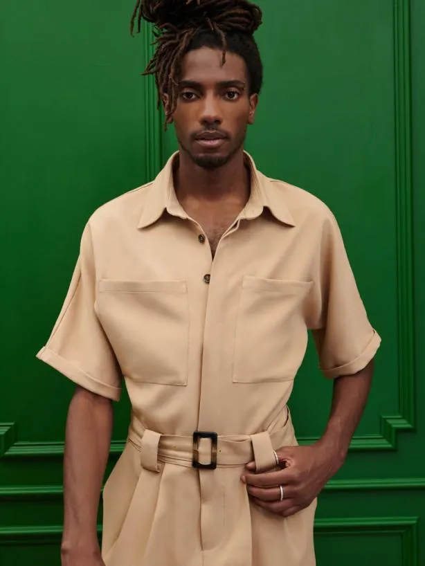 Sister Jane Trousers Menswear Bertie Crepe Boiler Suit Earthy