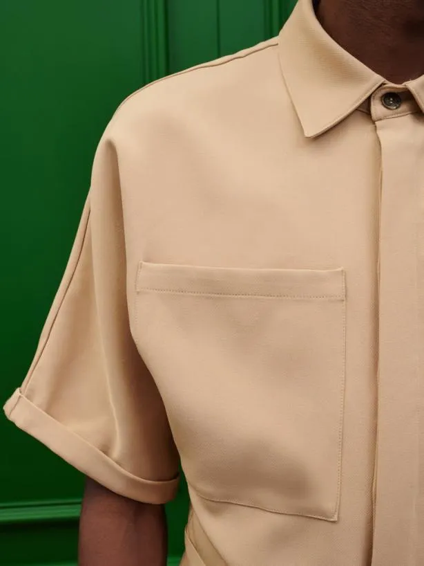 Sister Jane Trousers Menswear Bertie Crepe Boiler Suit Earthy