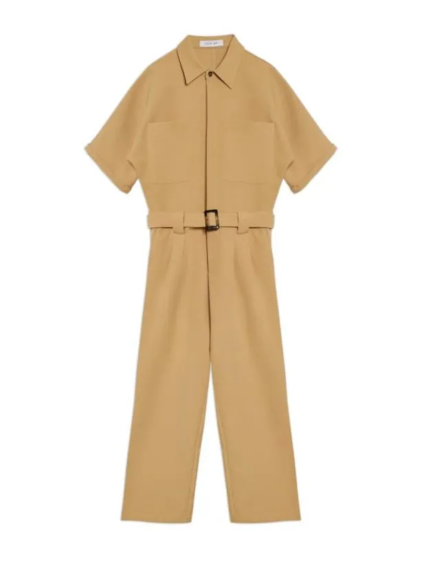 Sister Jane Trousers Menswear Bertie Crepe Boiler Suit Earthy