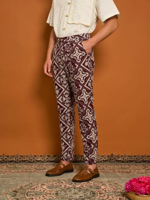 Sister Jane Trousers Menswear Garnet Embroidered Tailored Trousers Raisin Purple