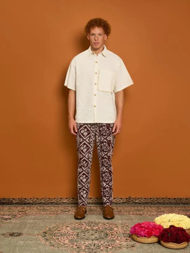 Sister Jane Trousers Menswear Garnet Embroidered Tailored Trousers Raisin Purple