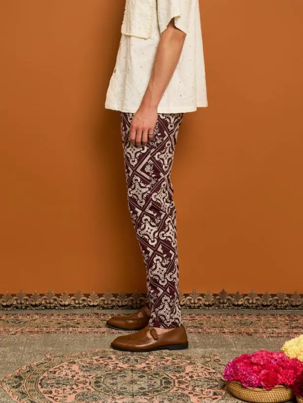 Sister Jane Trousers Menswear Garnet Embroidered Tailored Trousers Raisin Purple