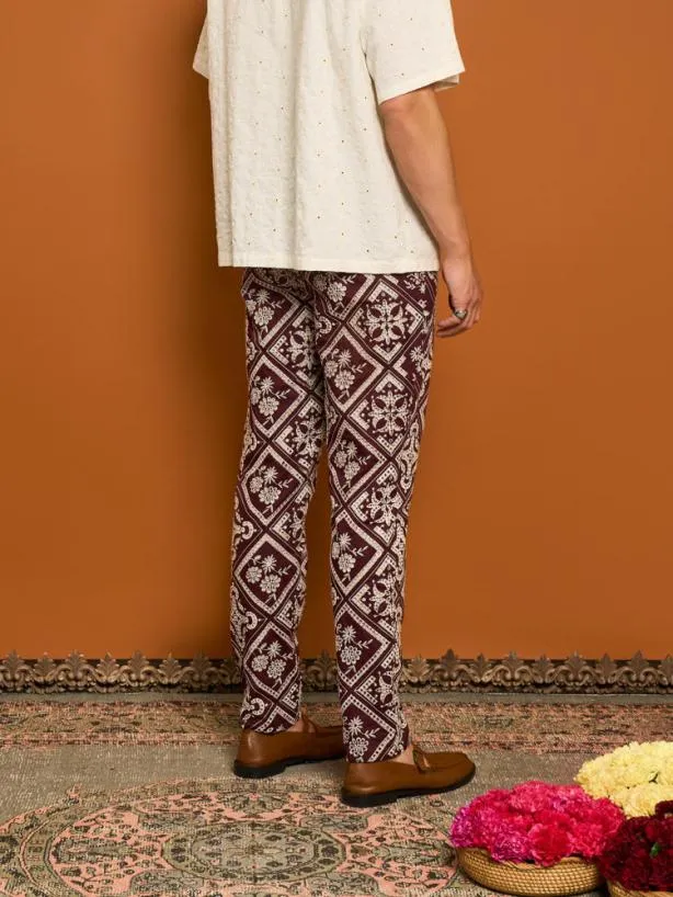 Sister Jane Trousers Menswear Garnet Embroidered Tailored Trousers Raisin Purple