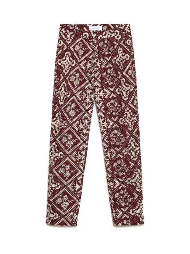Sister Jane Trousers Menswear Garnet Embroidered Tailored Trousers Raisin Purple