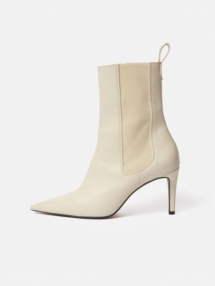 Skelter Heeled Boot Cream Women Jigsaw Leather