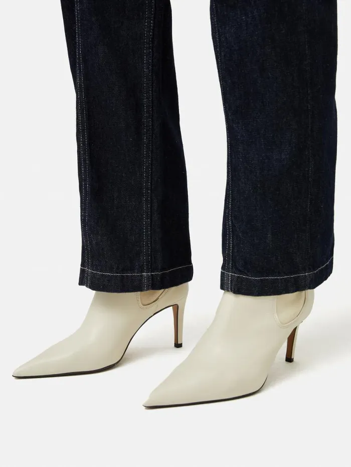 Skelter Heeled Boot Cream Women Jigsaw Leather