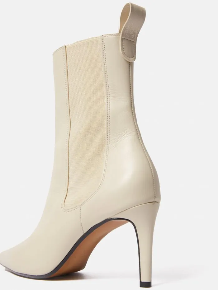 Skelter Heeled Boot Cream Women Jigsaw Leather