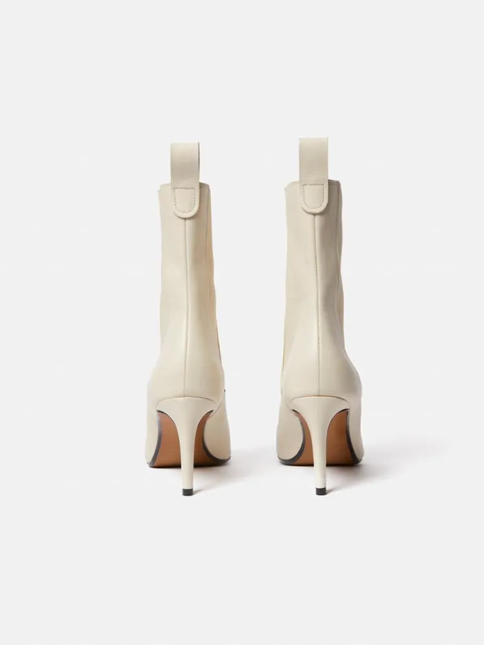 Skelter Heeled Boot Cream Women Jigsaw Leather