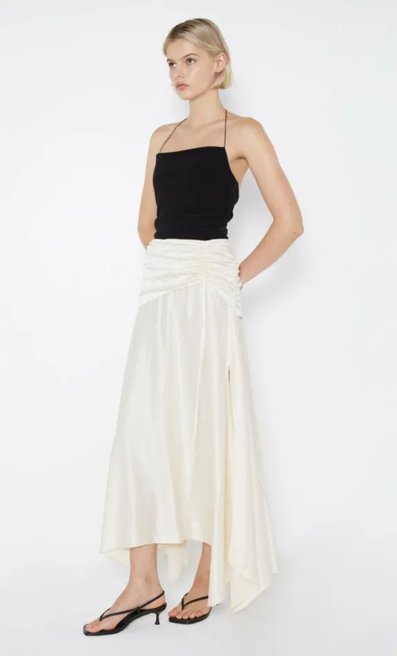 Skirts Shop Bec Bridge Chantilly Silk Ruched Skirt Ivory
