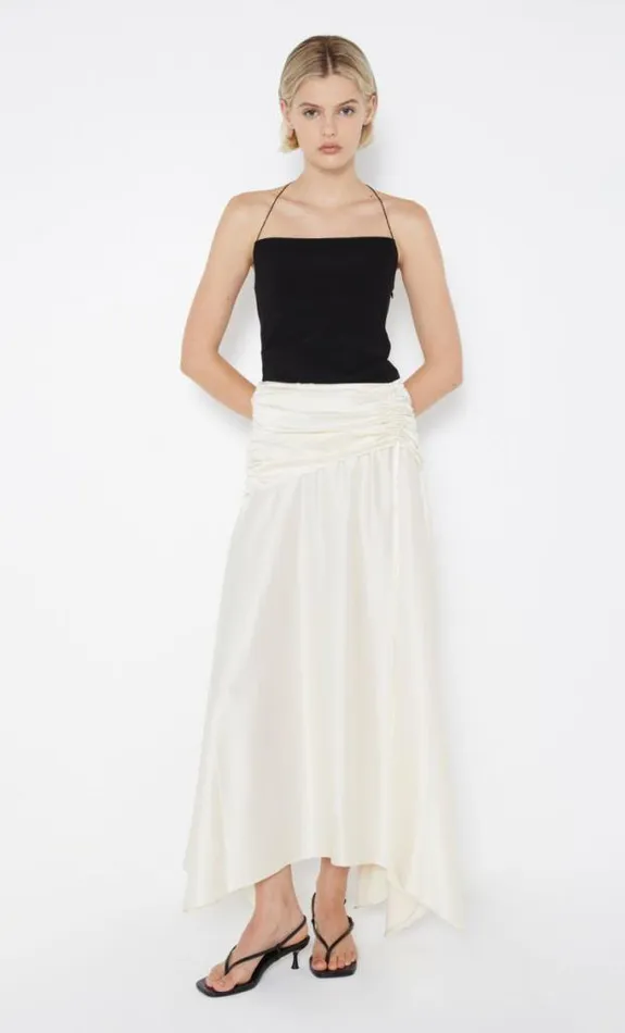 Skirts Shop Bec Bridge Chantilly Silk Ruched Skirt Ivory
