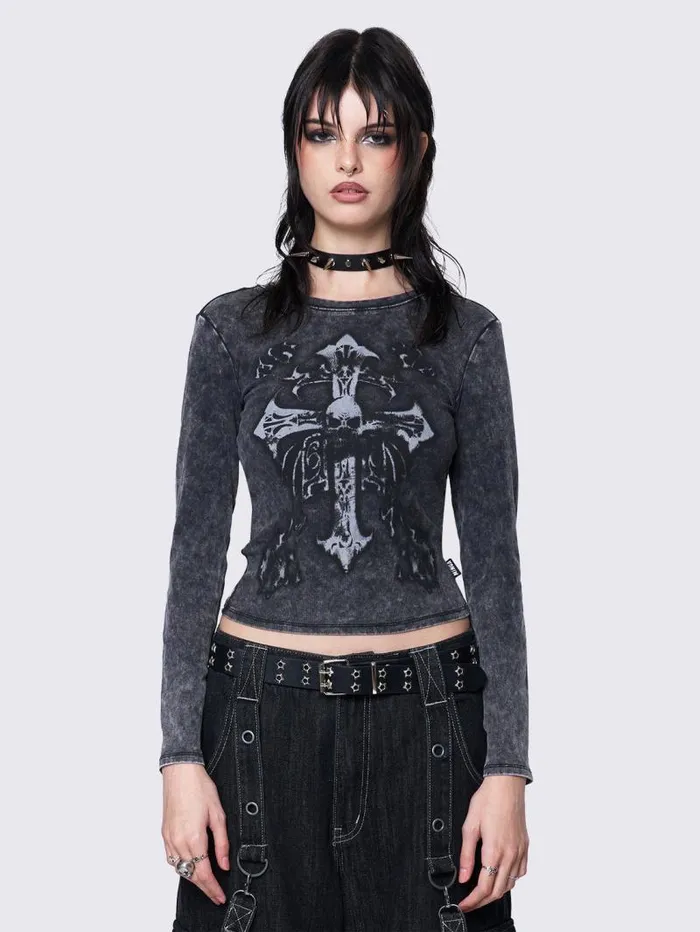 Skullbound Washed Top Women Minga London Tops and TShirts