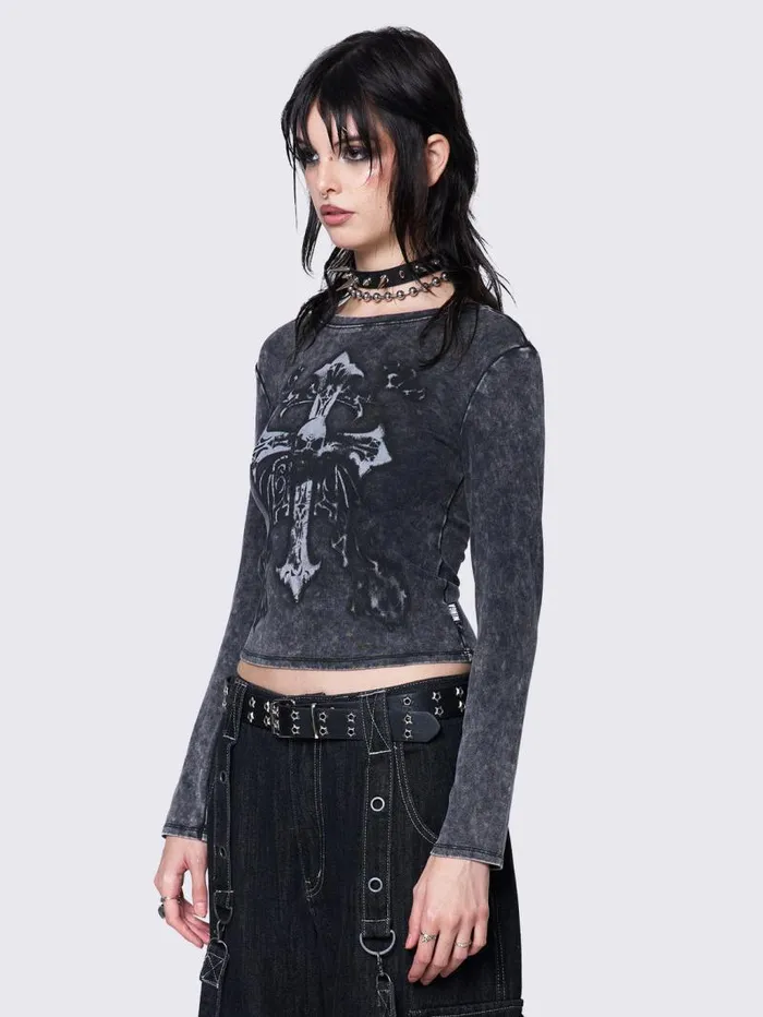 Skullbound Washed Top Women Minga London Tops and TShirts