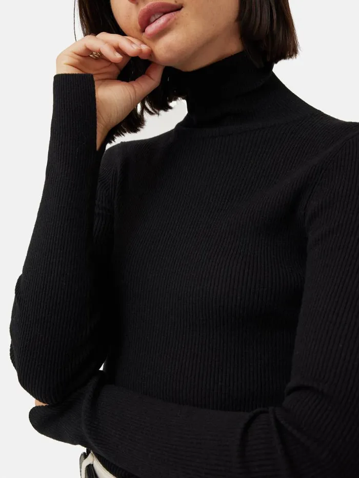 Slash Back Polo Neck Jumper Black Women Jigsaw Knitwear and Cashmere