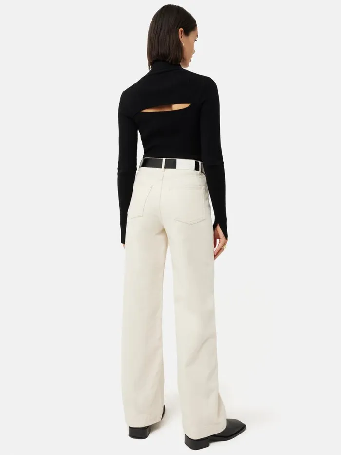 Slash Back Polo Neck Jumper Black Women Jigsaw Knitwear and Cashmere