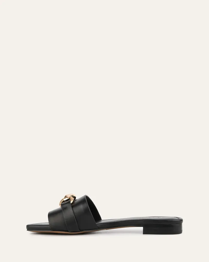 SLIDES Women jomercer Pablo flat slide black leather SLIDES Women jomercer Pablo flat slide black leather