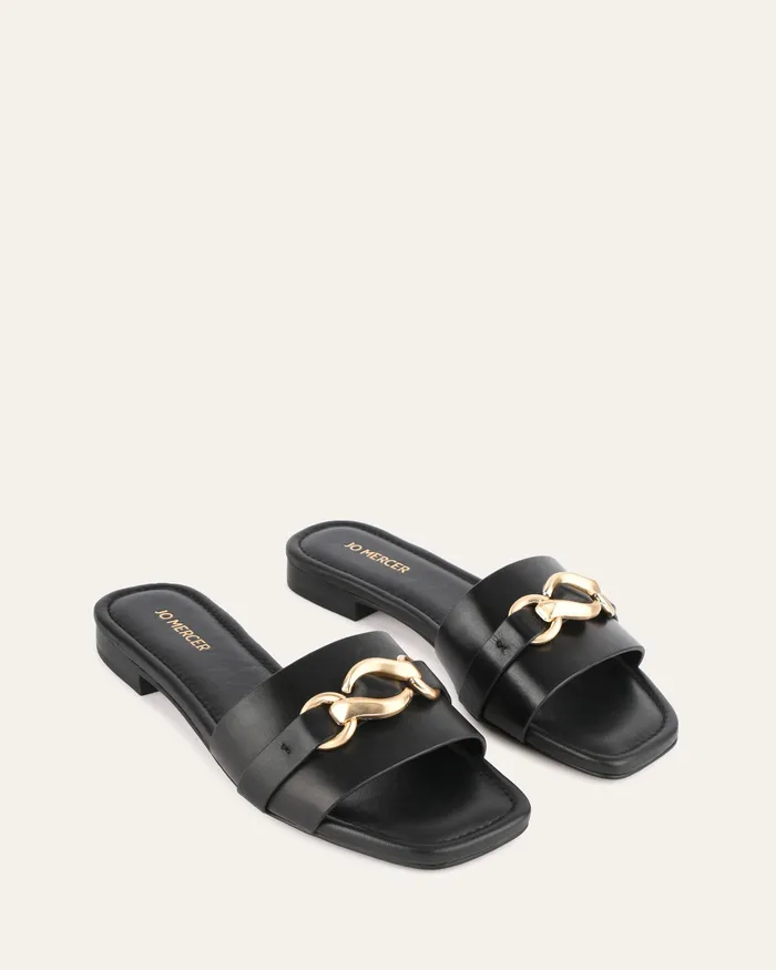 SLIDES Women jomercer Pablo flat slide black leather SLIDES Women jomercer Pablo flat slide black leather