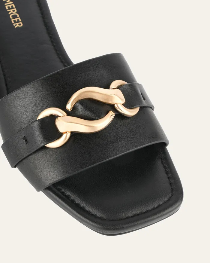 SLIDES Women jomercer Pablo flat slide black leather SLIDES Women jomercer Pablo flat slide black leather