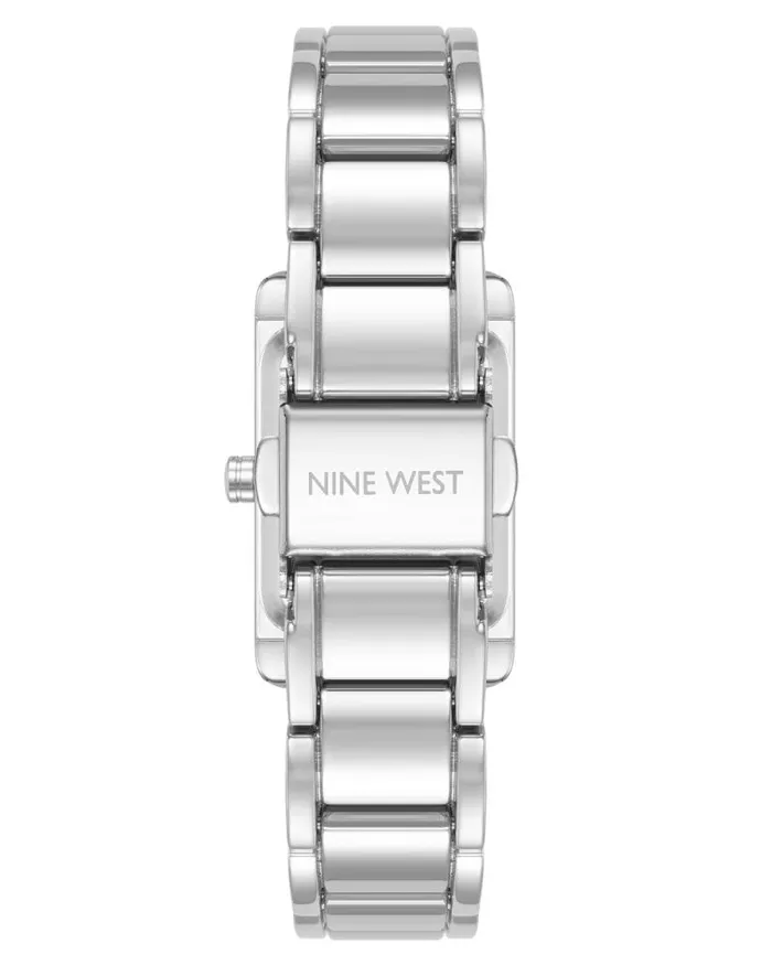 Slim Rectangular Case Watch Silver Women Nine West Straps Slim Rectangular Case Watch Silver Women Nine West Straps