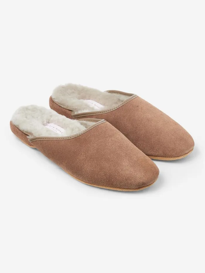 Slippers WomenSlippers Derek Rose Mule Slippers Imogen Suede Sheepskin Camel